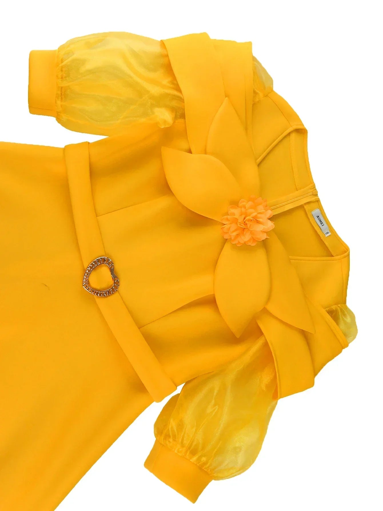 Chic O Neck Tulle Sleeves 3D Flower Wedding Guest A Line Dress Party Occasion Elegant Stylish Perfect Special Celebration Event